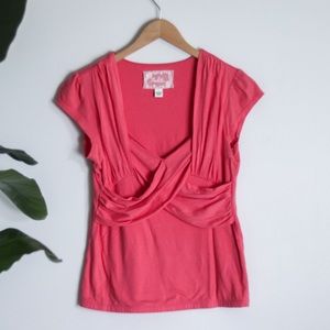 Anthropology Deletta Ruched Cross Front Tee Shirt